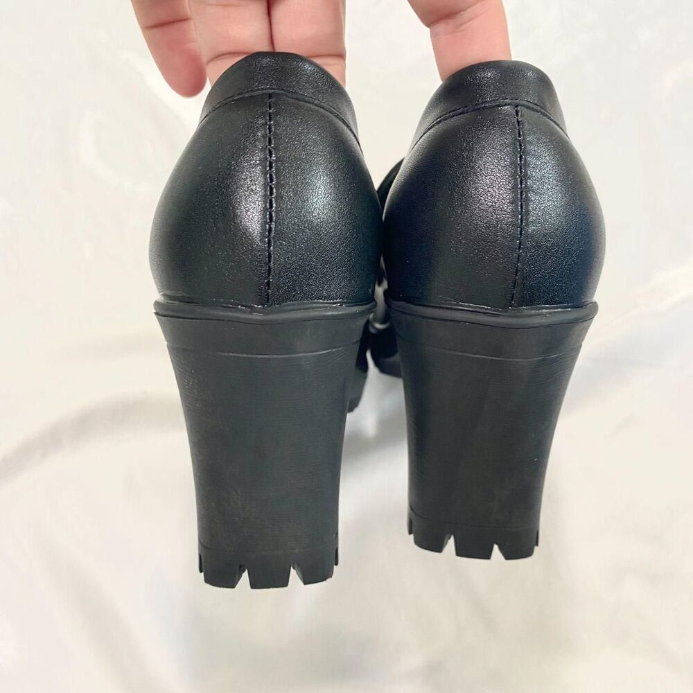 NEW Y2K Chunky Black Faux Leather Butterfly Platform Oxford Loafers US 8.5 - 9 - Picture 4 of 6